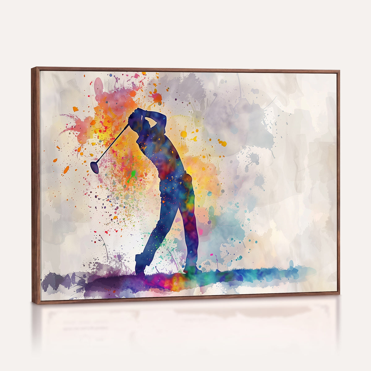 89625-MGV-CV-36X24 - Vibrant Watercolor Golf Swing Wall Art Canvas Print | Extra Large 3 Piece Canvas Wall Art