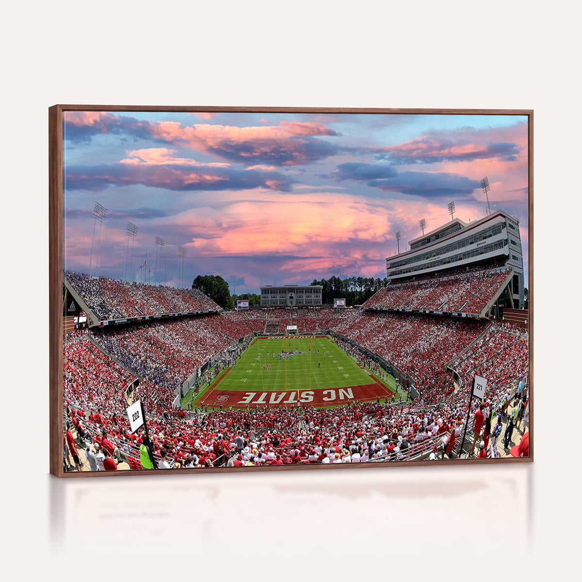 75072-MGV-CV-36X24 - Carter-Finley Stadium Art Sunset Game Triple Canvas Wall Art - NC State Wolfpack Football Match