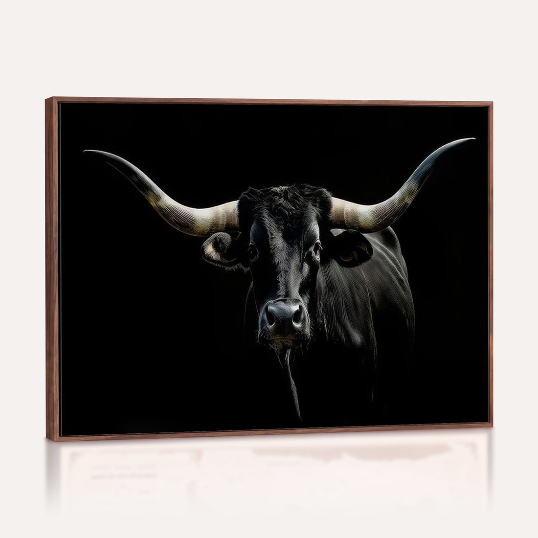 Texas Longhorn Canvas Wall Art, Rustic Western Longhorn Bull Print