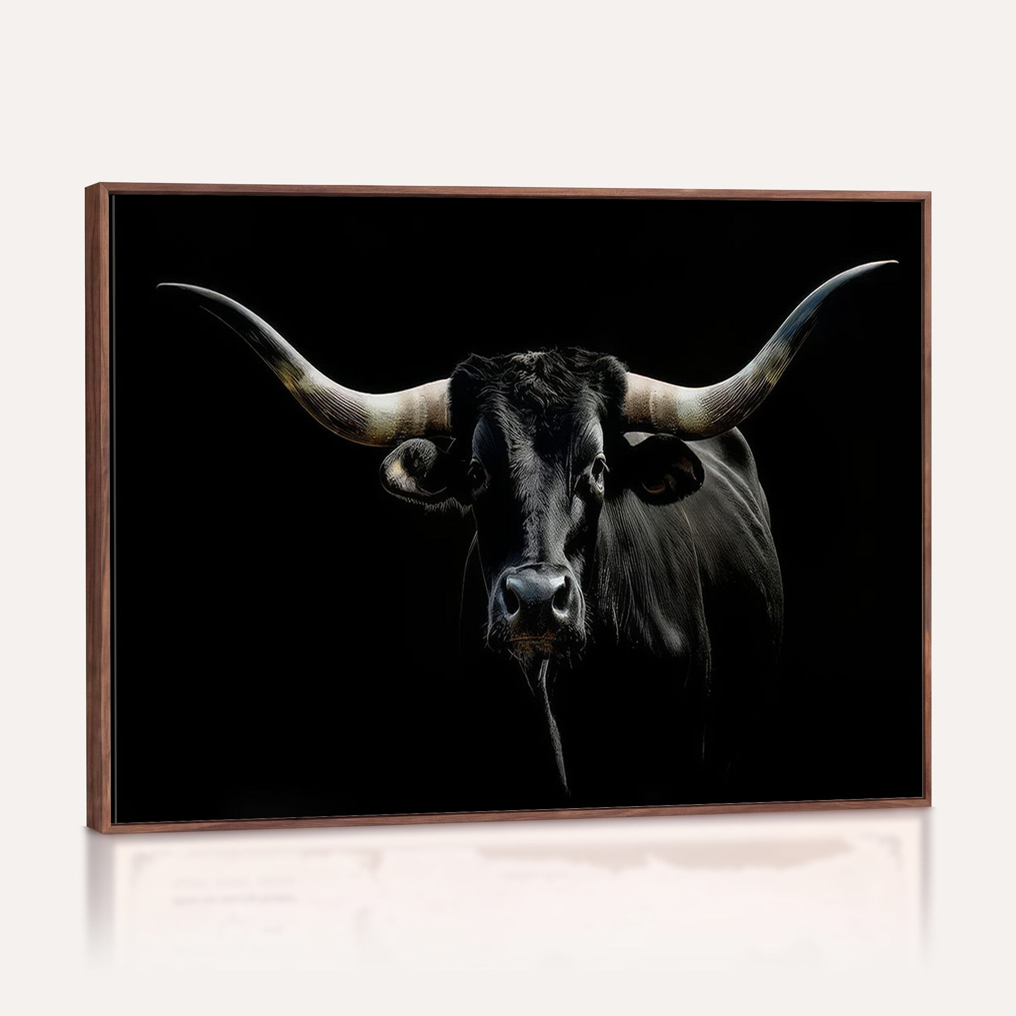 37889-MGV-CV-36X24 - Texas Longhorn Canvas Wall Art - Rustic Western Longhorn Bull Print in Brown & Black - Farmhouse Decor for Living Room, Office, or Ranch
