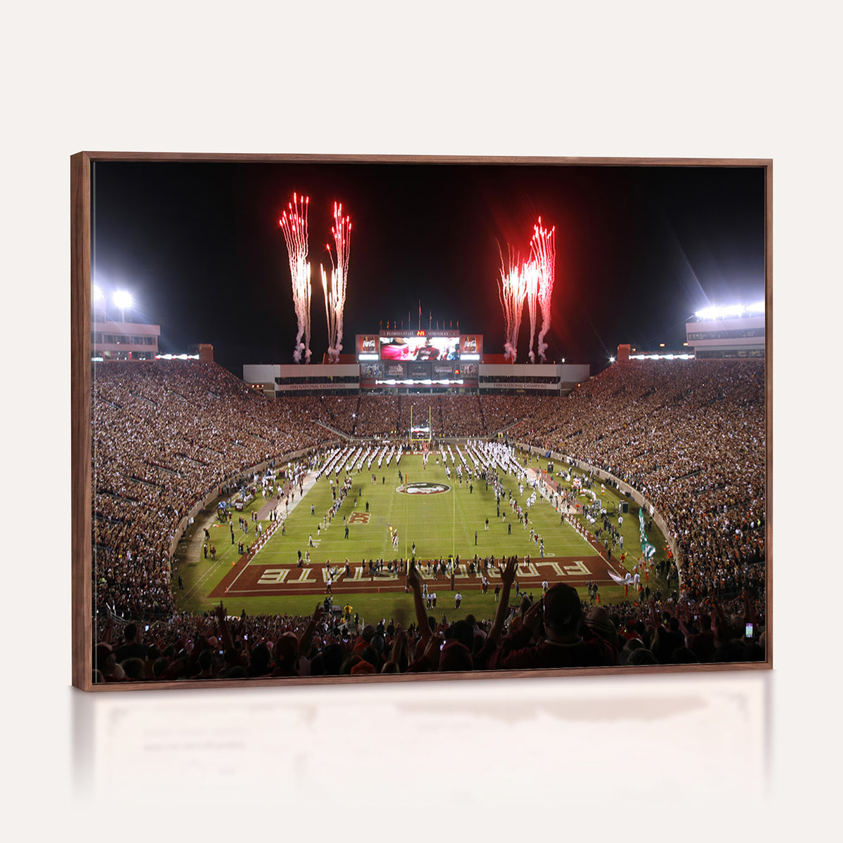 86288-MGV-CV-36X24 - Framed Florida State Seminoles Football Team Print - Tallahassee Doak Campbell Stadium Wall Art