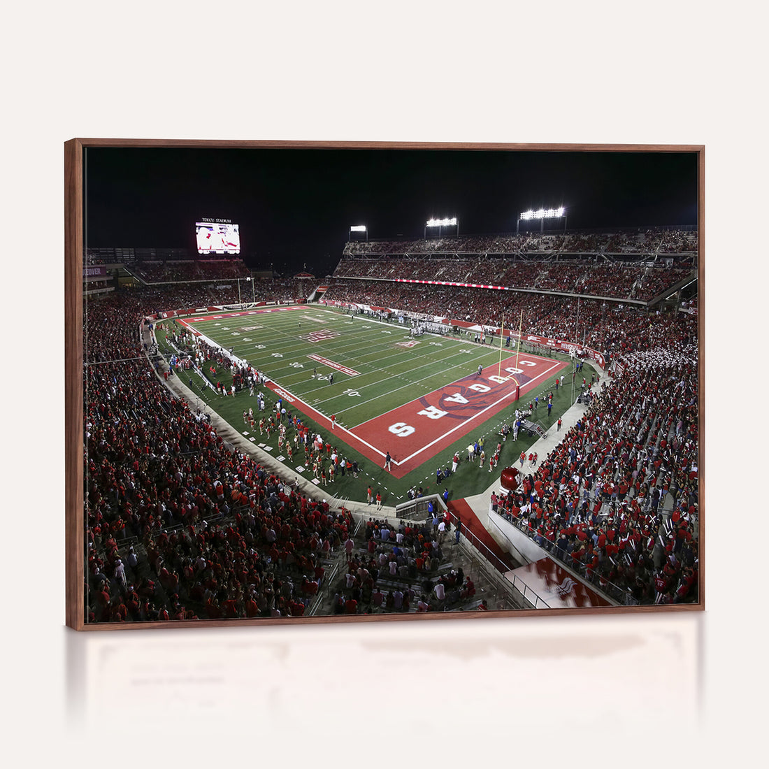 Houston Cougars Football Team Print, Houston TDECU Stadium, Framed and Ready to Hang