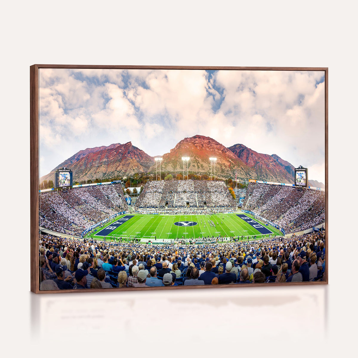 85734-MGV-CV-36X24 - Brigham Young University Cougars Football Team Print - Provo LaVell Edwards Stadium Wall Art Canvas