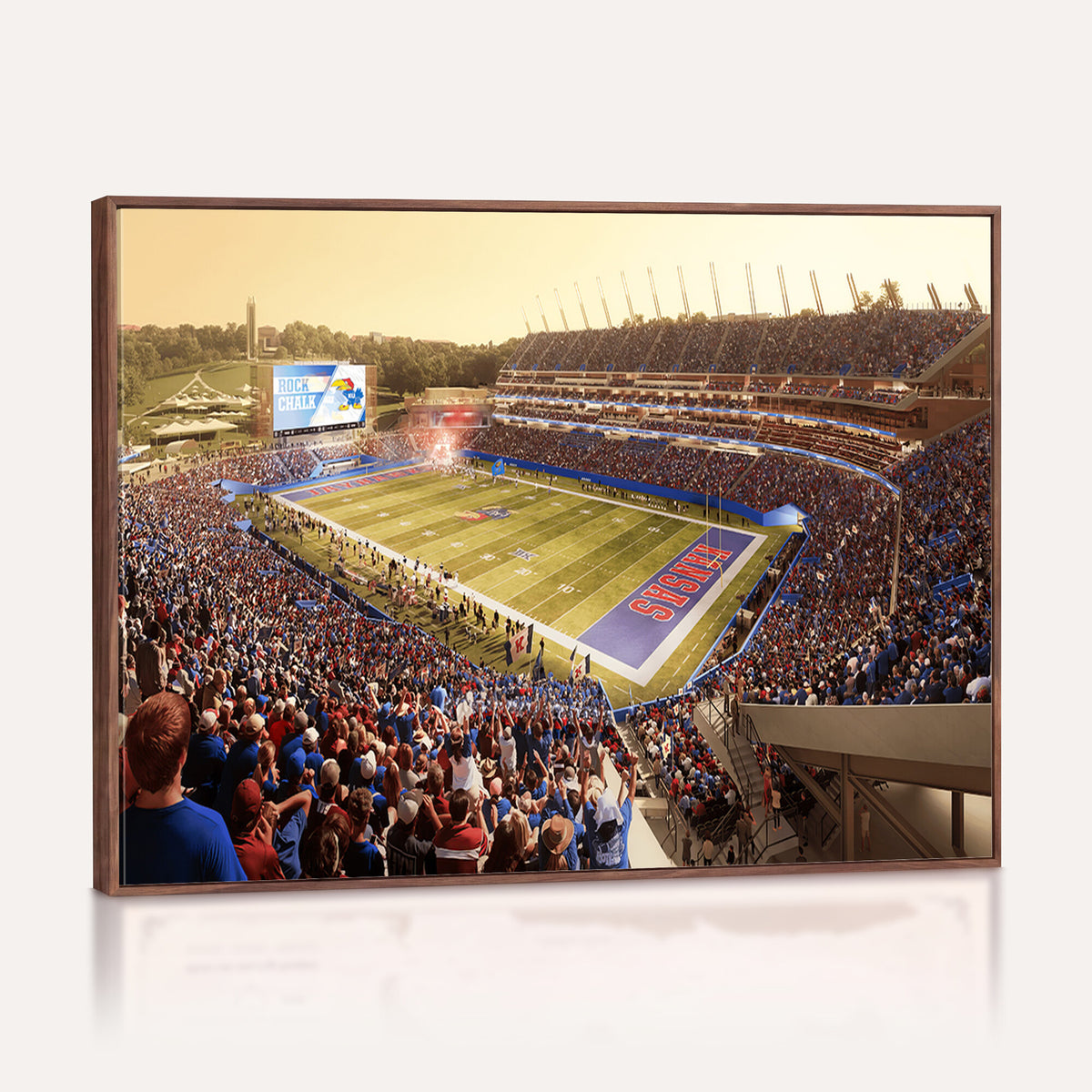 71731-MGV-CV-36X24 - University of Kansas Jayhawks Football Team Print - Lawrence Kansas Memorial Stadium Wall Art Canvas