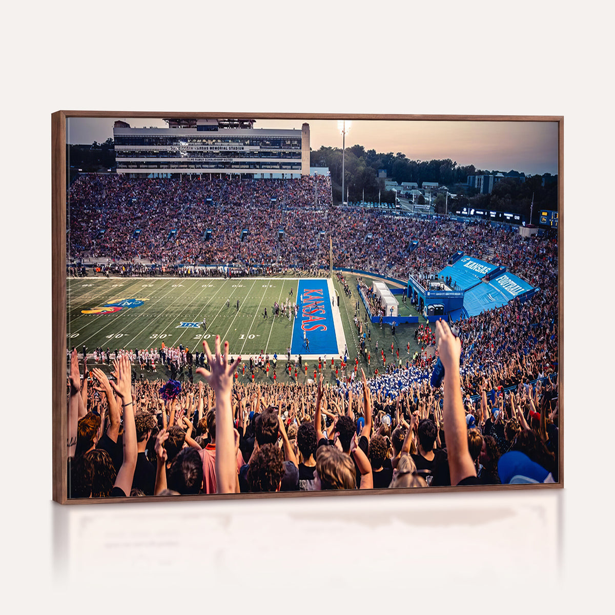 40169-MGV-CV-36X24 - University of Kansas Jayhawks Football Team Art Print - Lawrence Kansas Memorial Stadium Wall Art