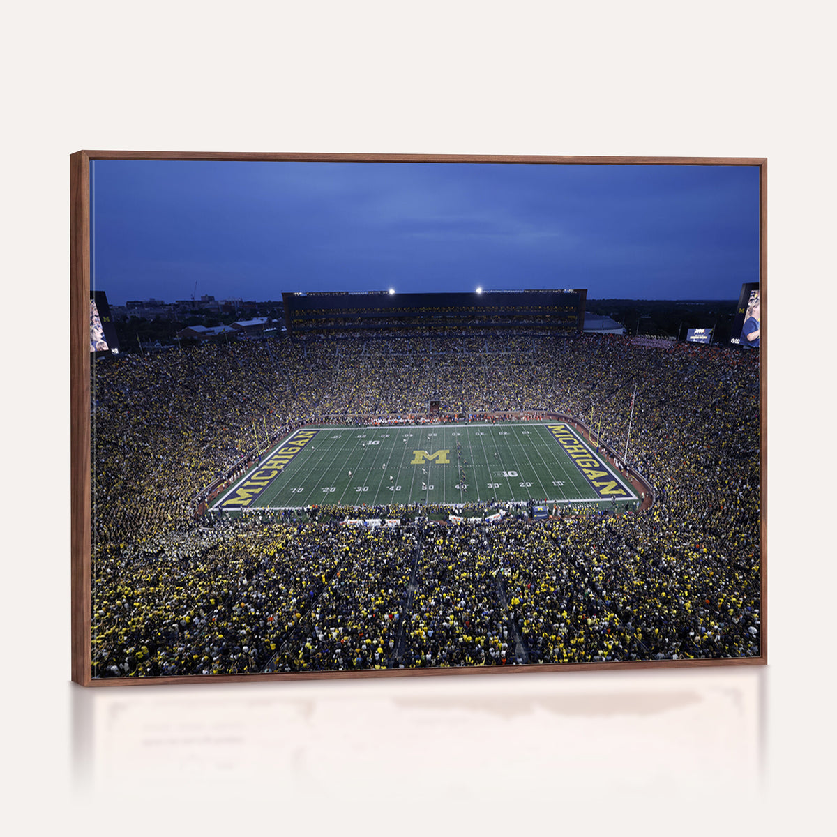 34202-MGV-CV-36X24 - University of Michigan Wolverines Football Team Print - Ann Arbor Michigan Stadium Wall Art Canvas