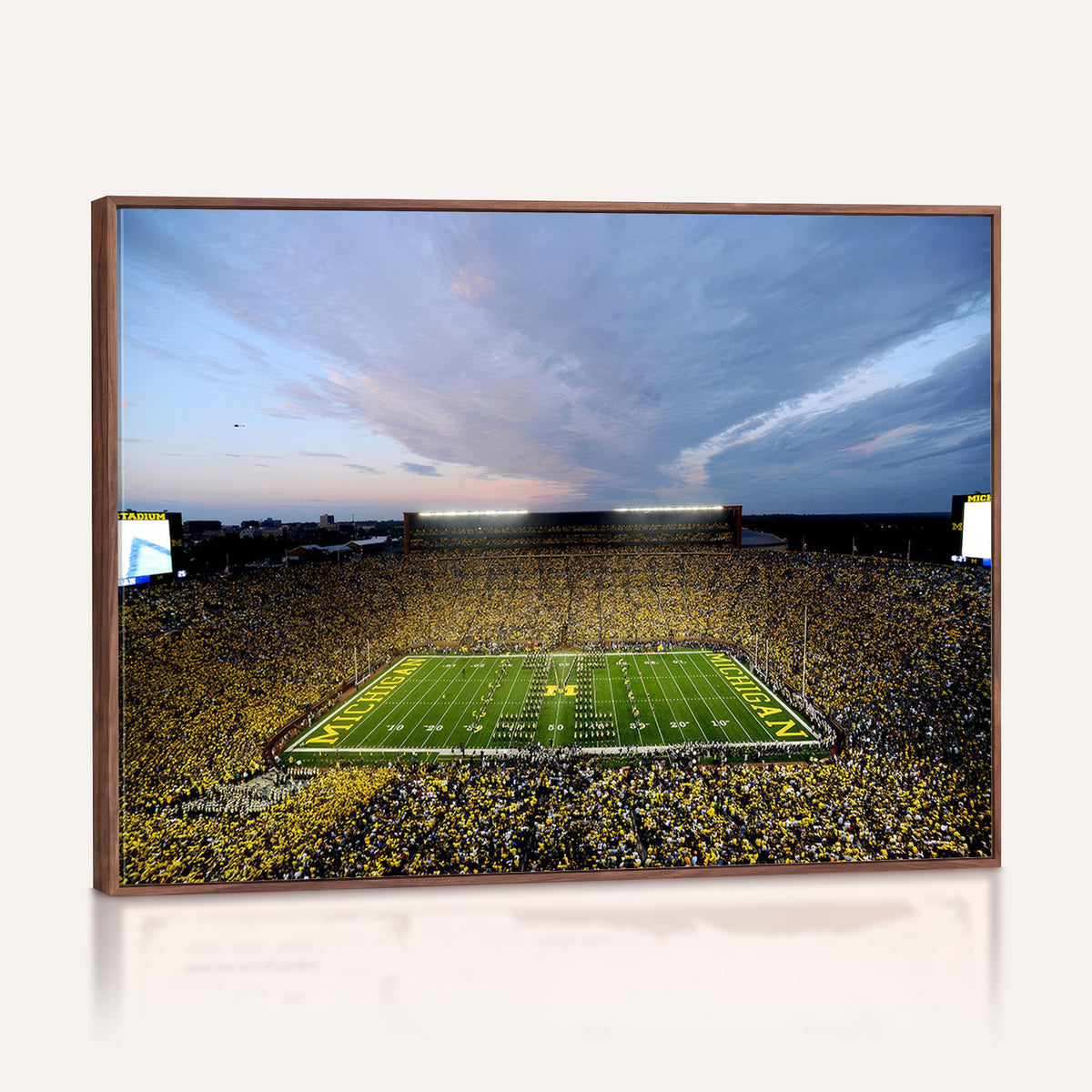 82641-MGV-CV-36X24 - Michigan Stadium Wall Art Canvas Print – Framed Football Field Scene with Marching Band Artwork for Home, Office