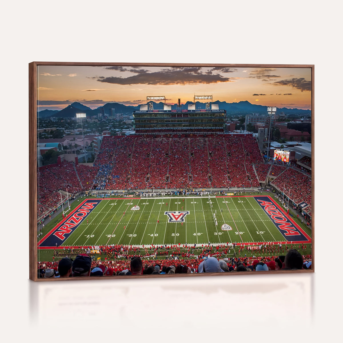 99722-MGV-CV-36X24 - Framed Arizona Wildcats Football Team Print - Tucson Arizona Stadium Wall Art Canvas Print