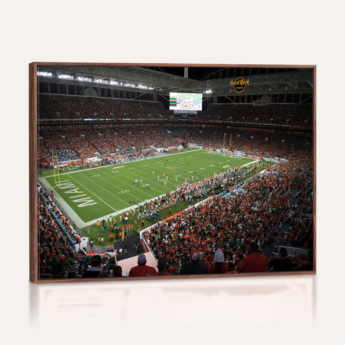 33698-PAN-FL-20X10 - Miami Hurricanes Football Team Print Canvas- Miami Hard Rock Stadium Wall Art Canvas Print