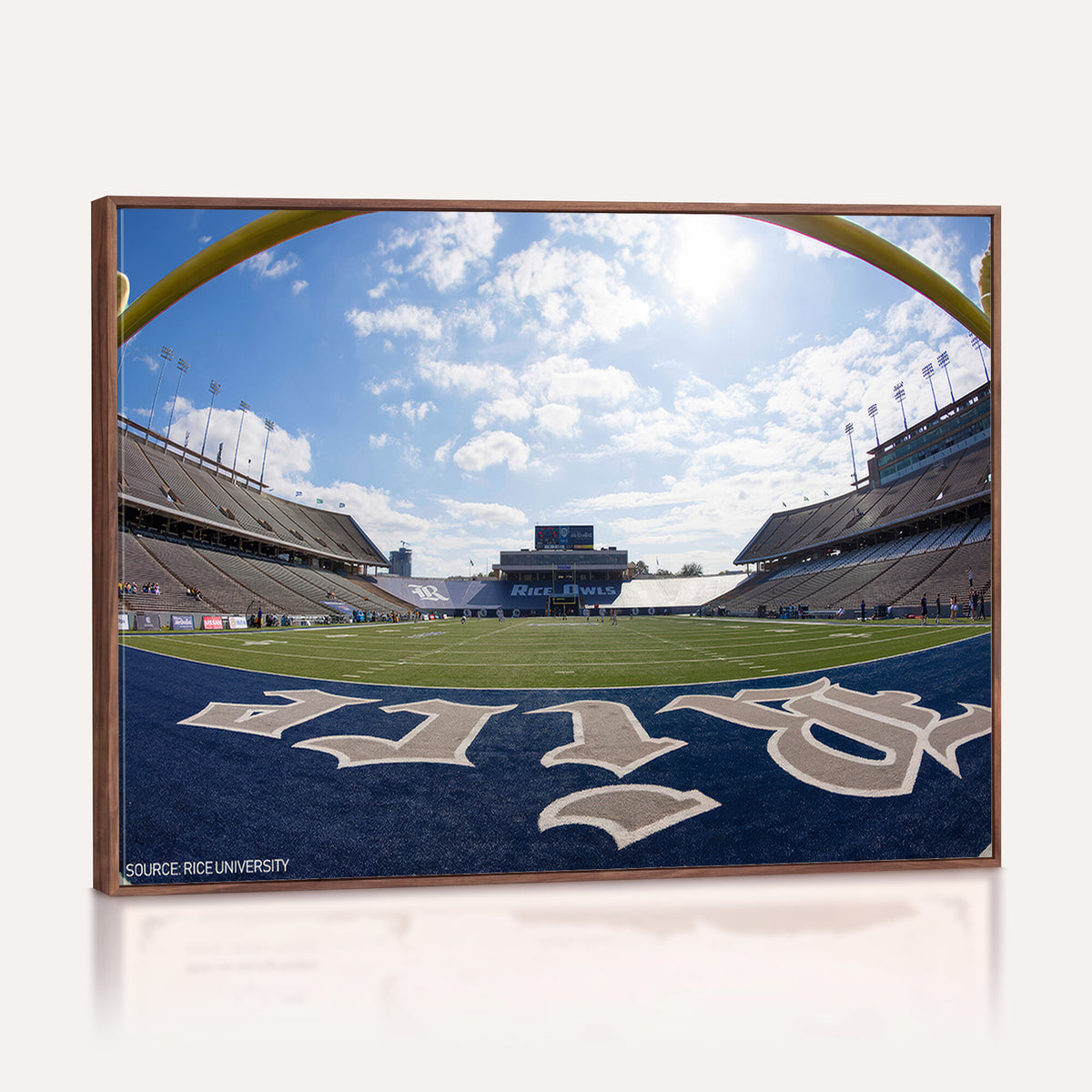50267-MGV-CV-36X24 - Rice University Owls Football Team Print, Houston Rice Stadium, Framed and Ready to Hang