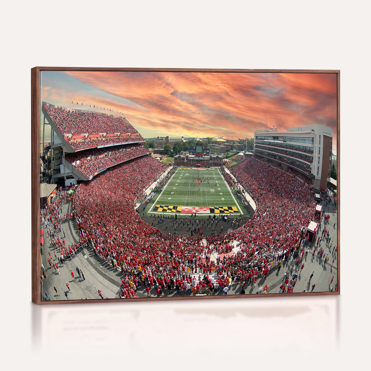 24140-PAN-FL-20X10 - University of Maryland Terrapins Football Team Print - College Park SECU Stadium Wall Art Canvas