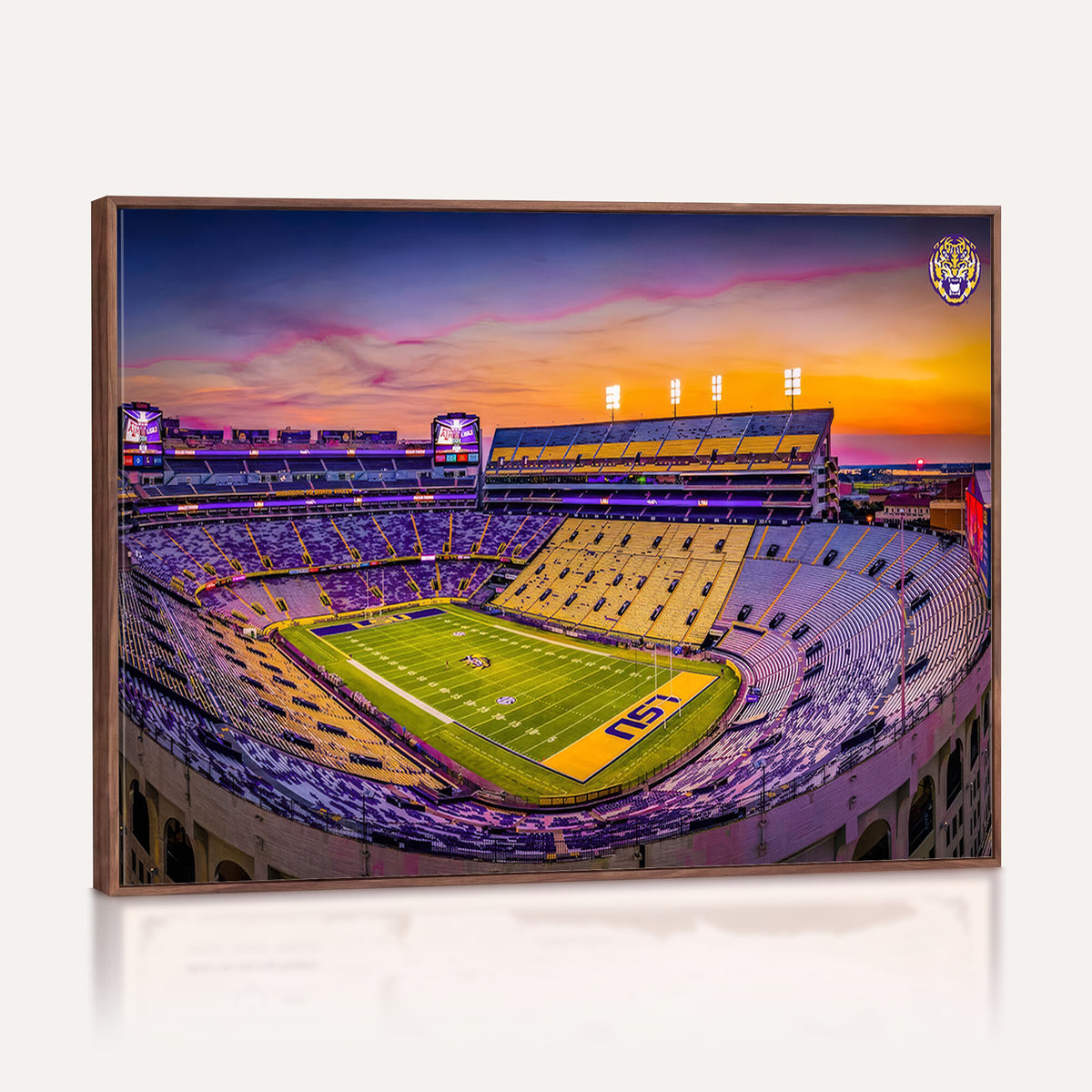 93538-MGV-CV-36X24 - The Louisiana State University Tigers Football Team Print, Framed and Ready to Hang Stadium Print