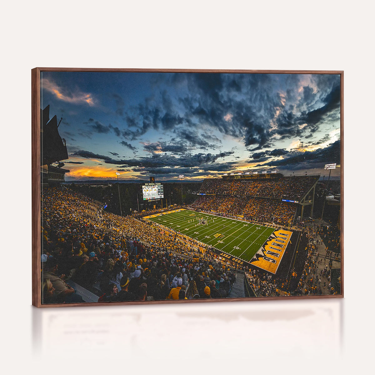 61020-MGV-CV-36X24 - University of Wyoming Cowboys Football Team Print, Laramie, Framed and Ready to Hang
