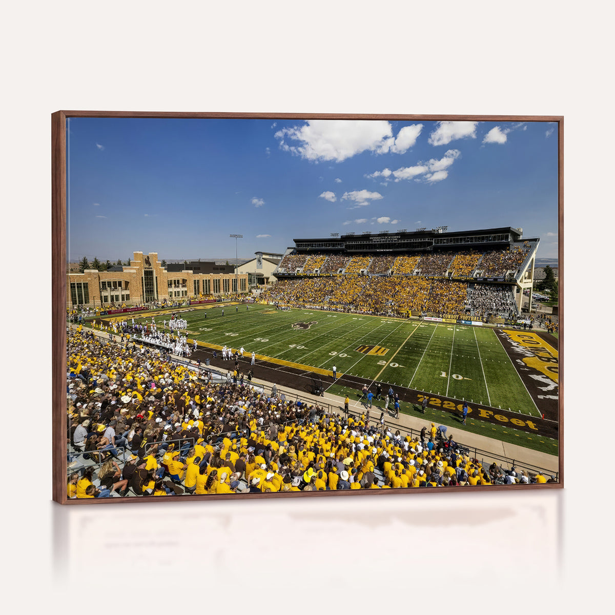 75112-MGV-CV-36X24 - University of Wyoming Cowboys Football Team Print, Laramie, Home Bar Wall Decor