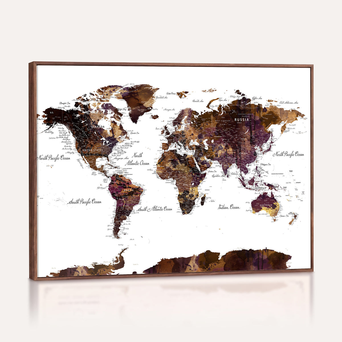 50611-PAN-FL-20X10 - World Map Canvas Print | Detailed Map of the World Wall Art