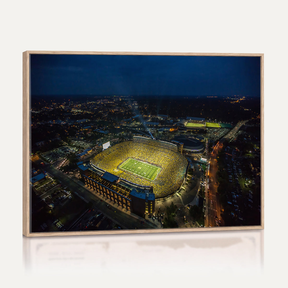 33588-MGV-CV-36X24 - Michigan Stadium Night Game Wall Art | Sports Arena Aerial View Canvas