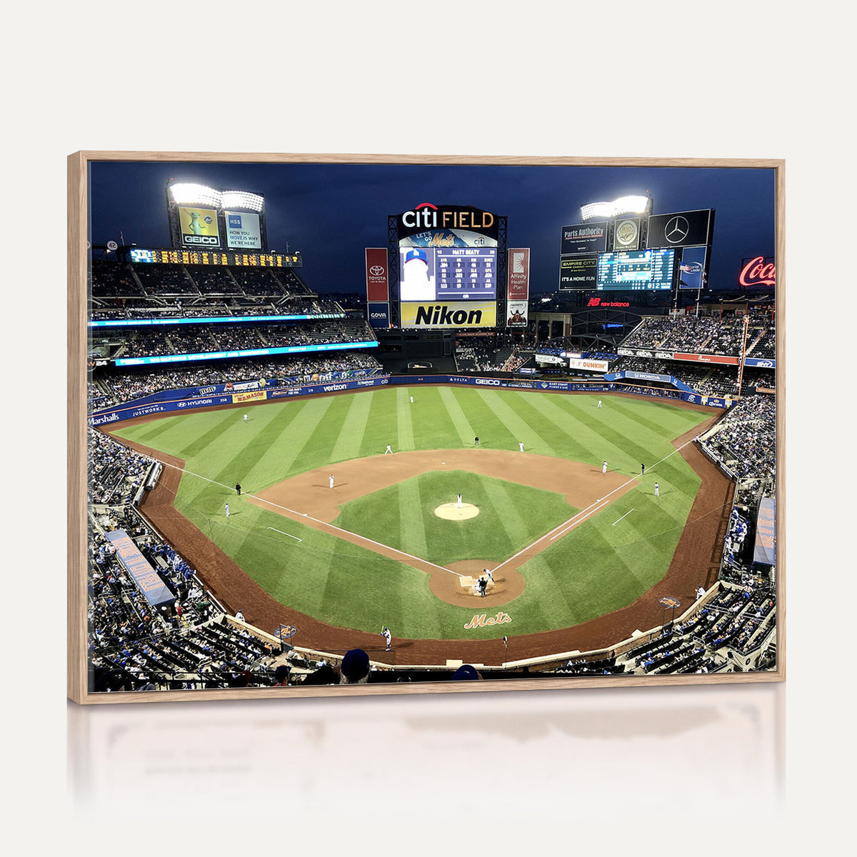 87666-MGV-CV-36X24 - Citi Field Wall Art Print | 3-Panel New York Mets Baseball Stadium Canvas Print | Framed Sports