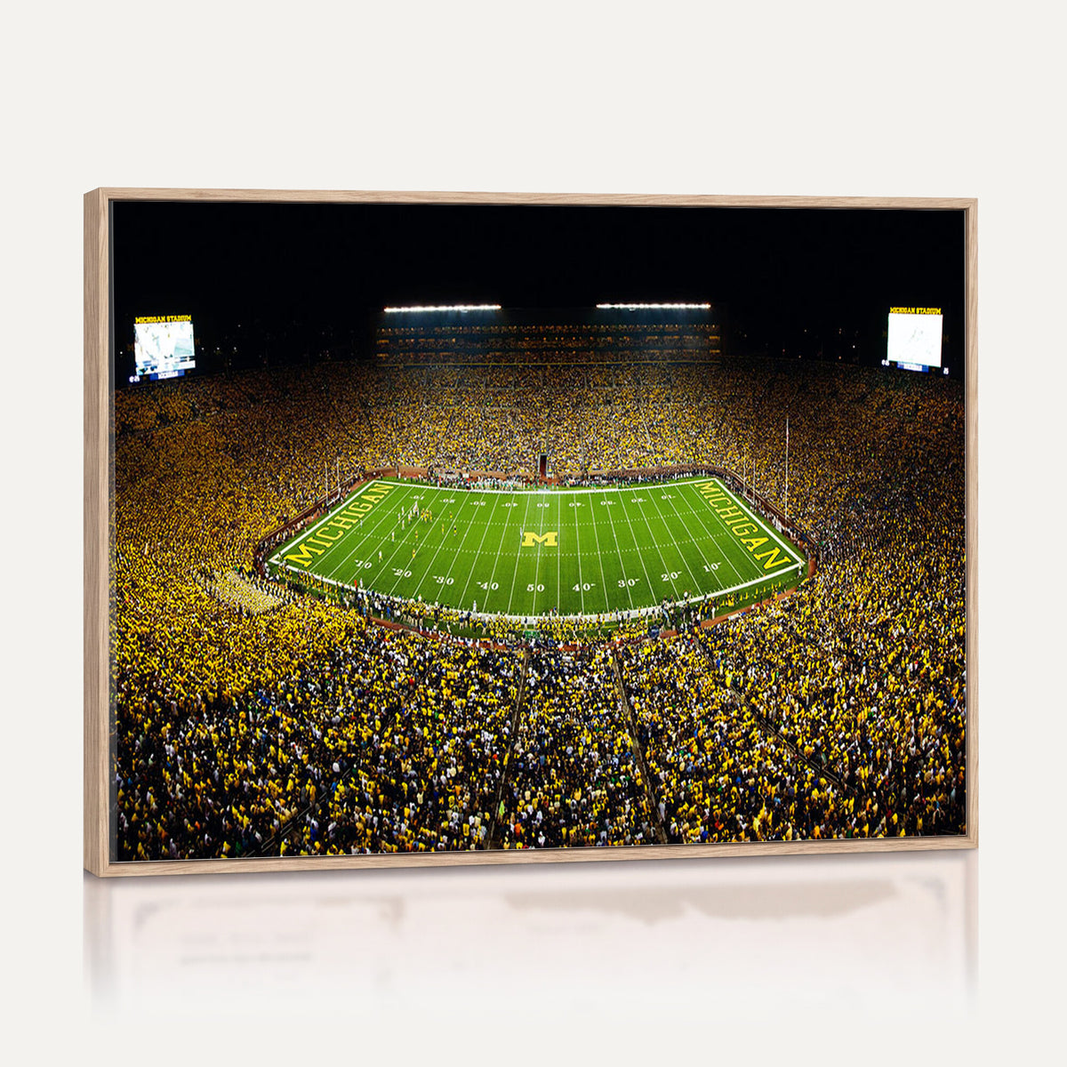 26166-MGV-CV-36X24 - Stadium in Michigan Wall Art Canvas Print, Framed American Football Stadium Art