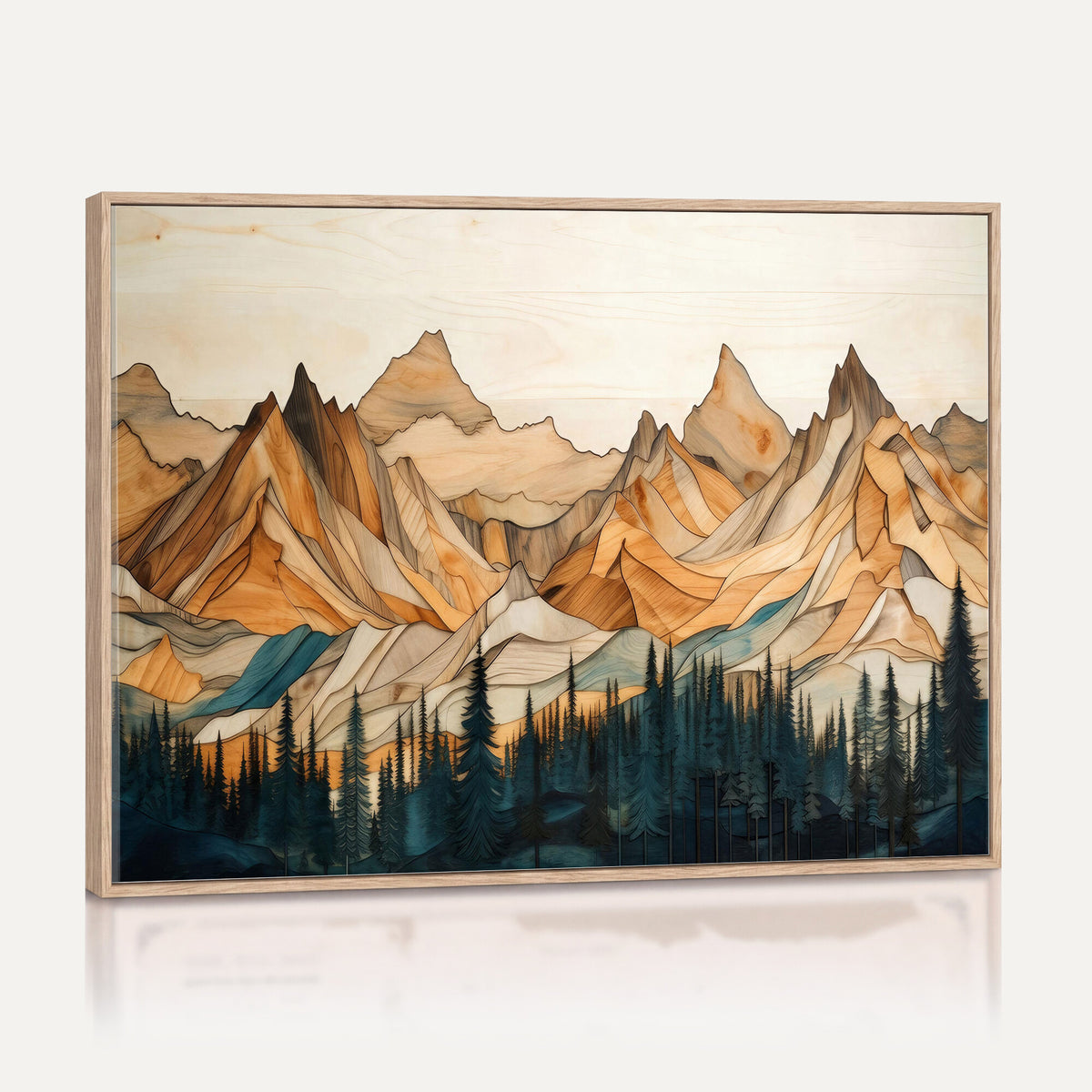 31576-PAN-FL-20X10 - Rustic Wood Mountain Wall Art Print | Triptych Giclee Print Featuring Handcrafted Forest and