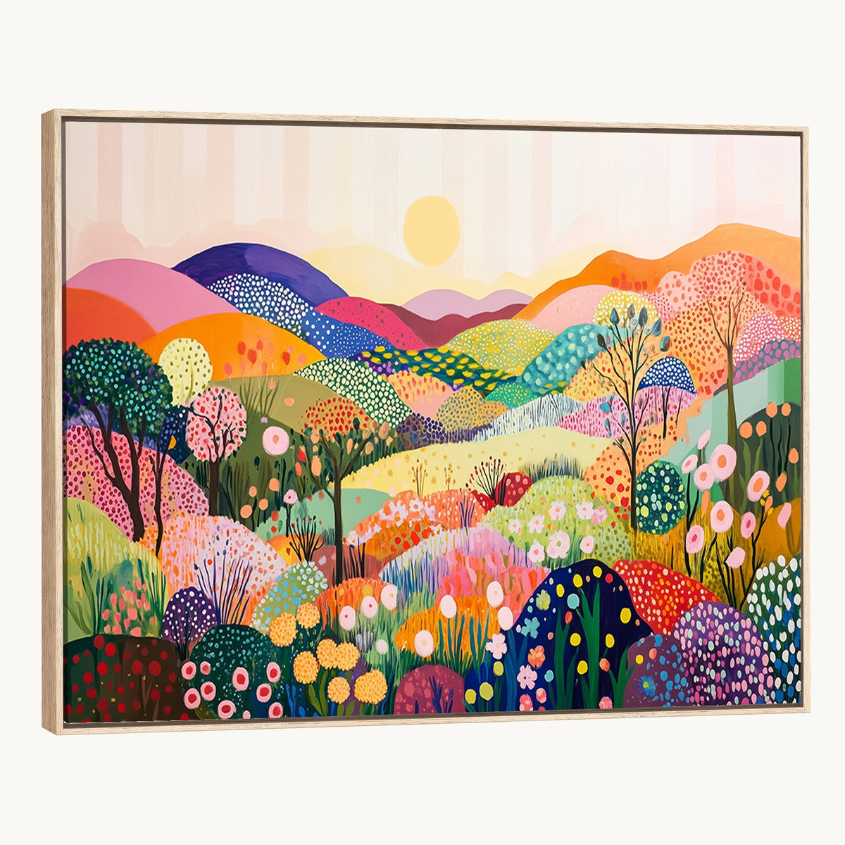 63198-MGV-CV-24X16 - Yayoi Kusama 1986 Wall Art Print, Yayoi Kusama Wabi Sabi Japanese Abstract Landscape Canvas