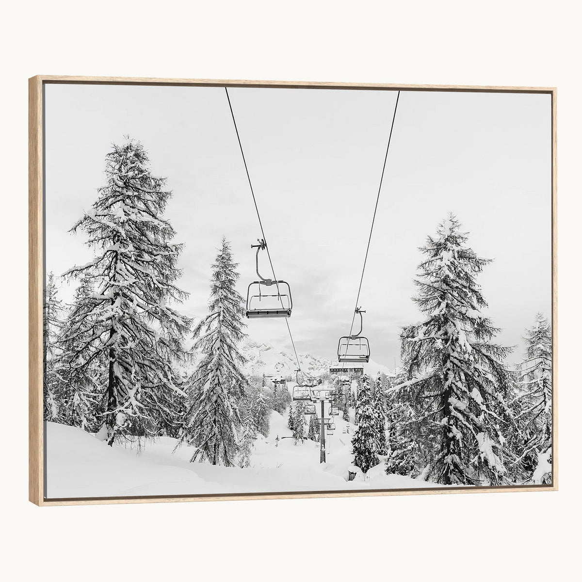 55003599D-MGV-CV-24X16 - Ski Lift Wall Art | Framed Snowy Mountain Canvas Artwork