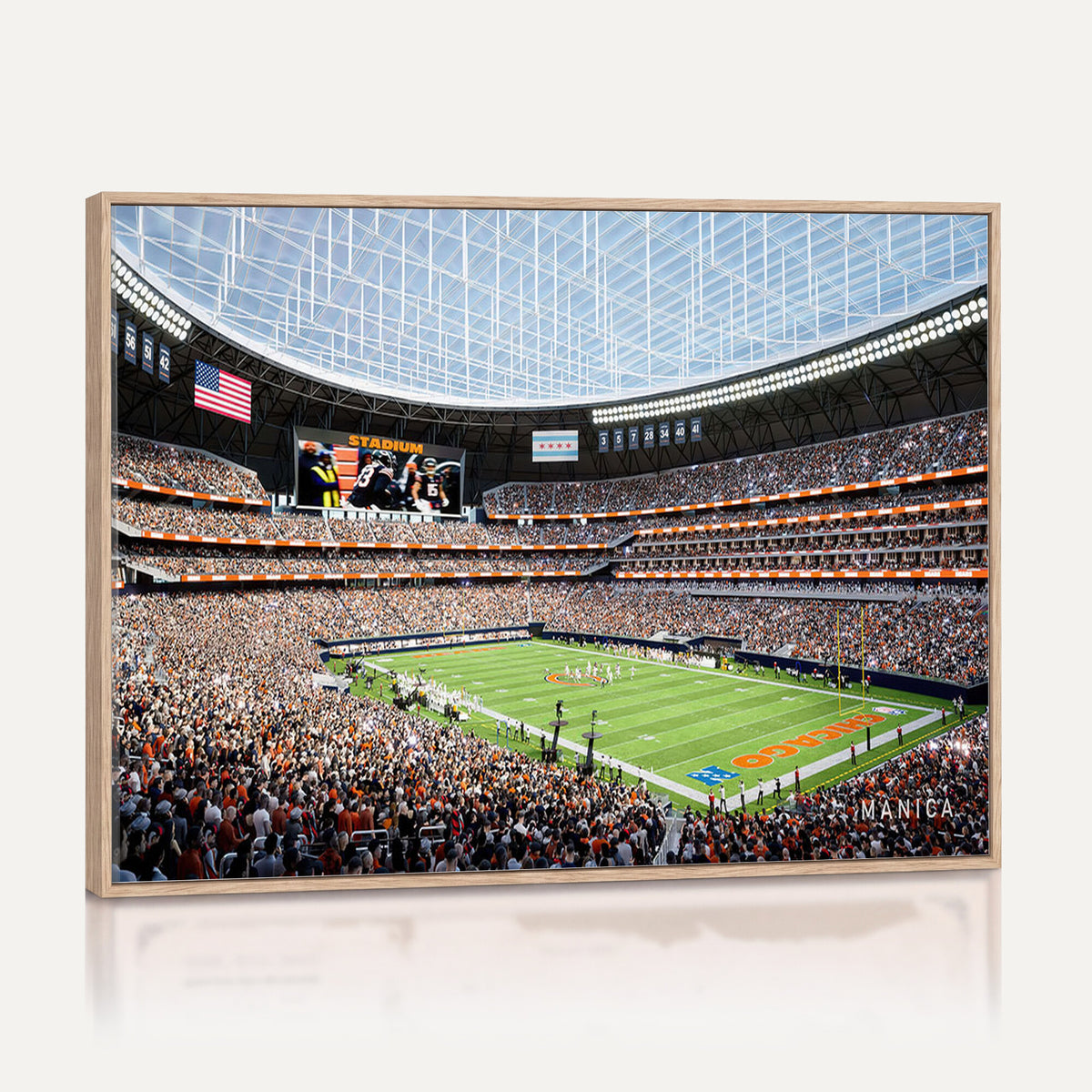 32530647-PAN-FL-20X10 - Chicago Bears Soldiers Field Wall Art Canvas Print, Framed and Ready to Hang