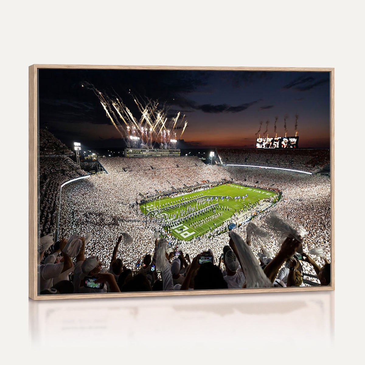 11221988-MGV-CV-36X24 - Epic Night Football Stadium Wall Art Canvas Print, Fireworks and Crowd