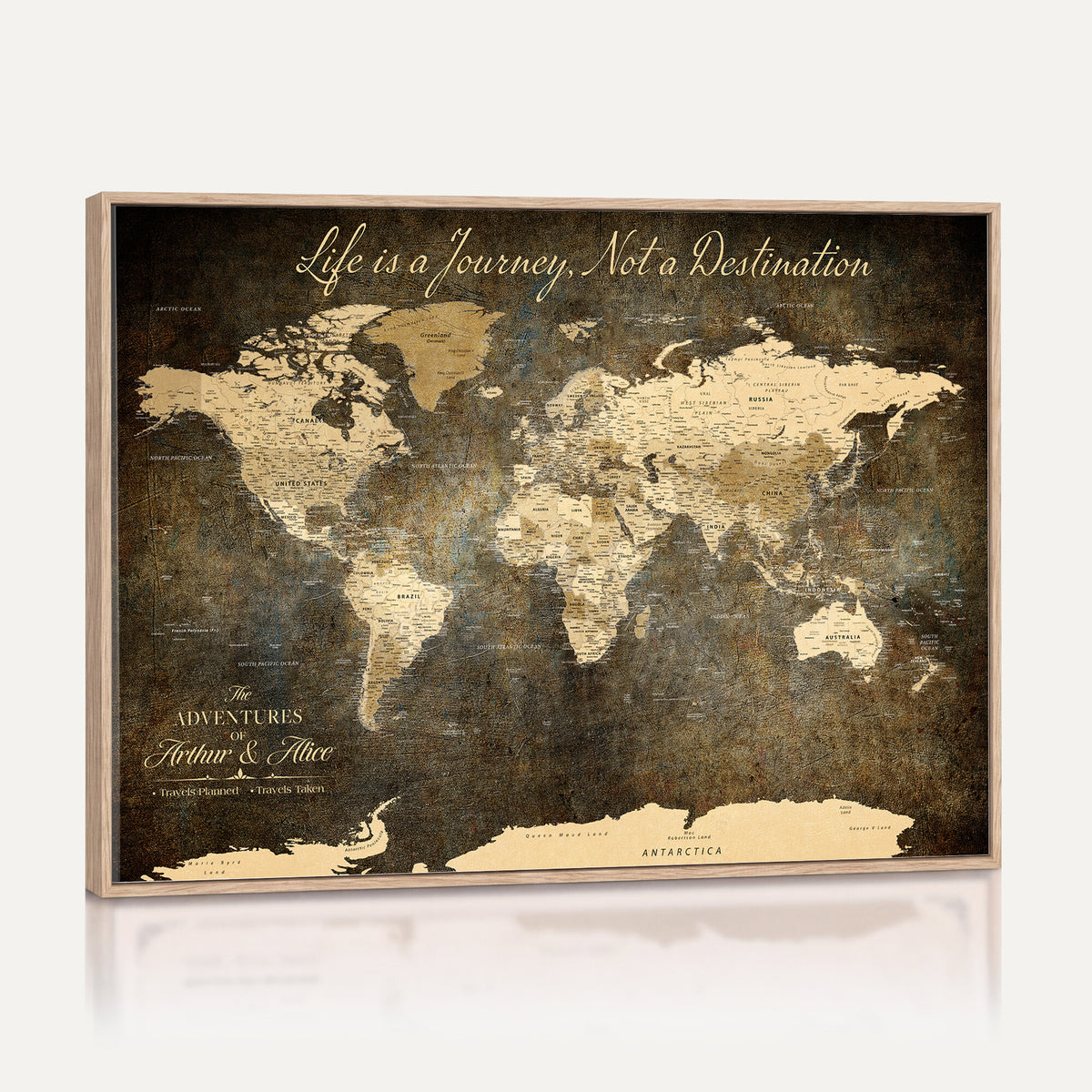 75877068-MGV-CV-36X24 - Custom Push Pin Travel Map Canvas Print, Couples Countries Visited Map, Bedroom and Study Decor