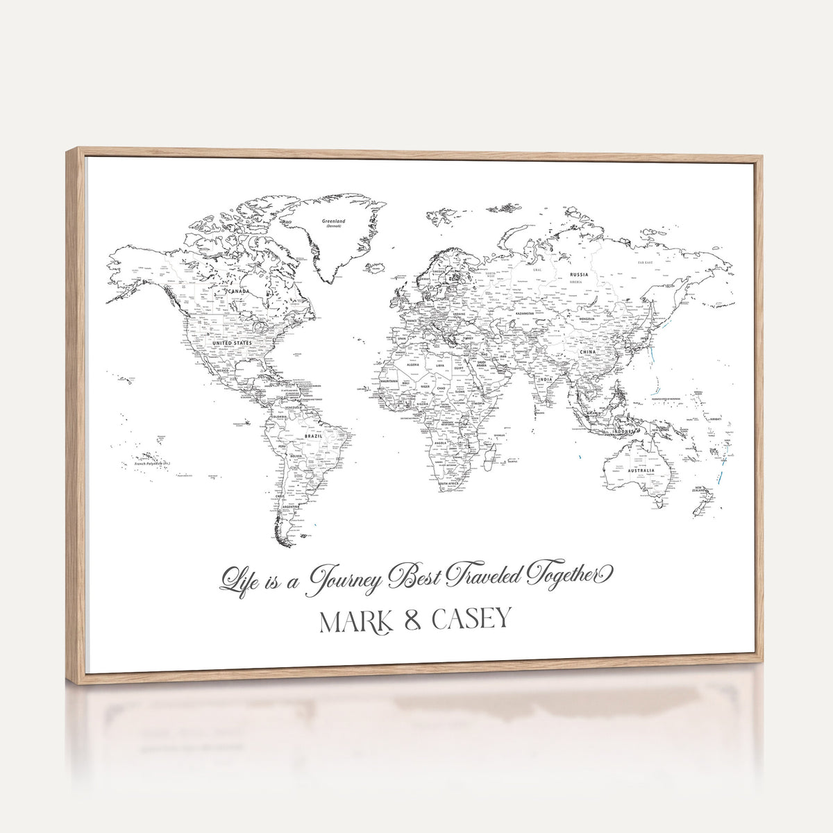 57820424-MGV-CV-36X24 - Custom Push Pin World Map Wall Art Canvas Print – Personalized Travel Tracker with Pins Framed Large for Home and Office Decor
