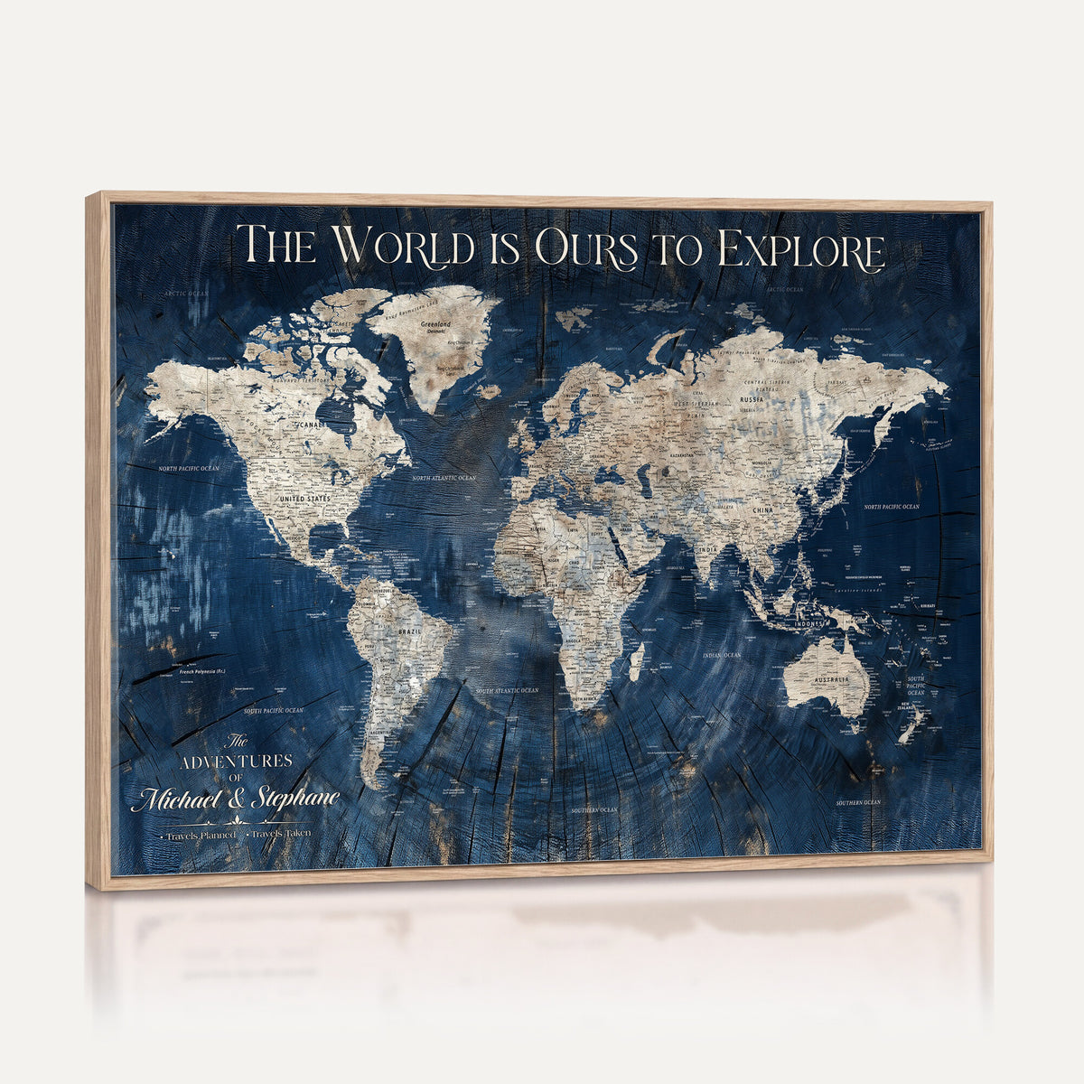 76965912-MGV-CV-36X24 - Custom Push Pin World Map Wall Art Canvas Print – Personalized Travel Tracker with Pins Framed Large for Home and Office Decor