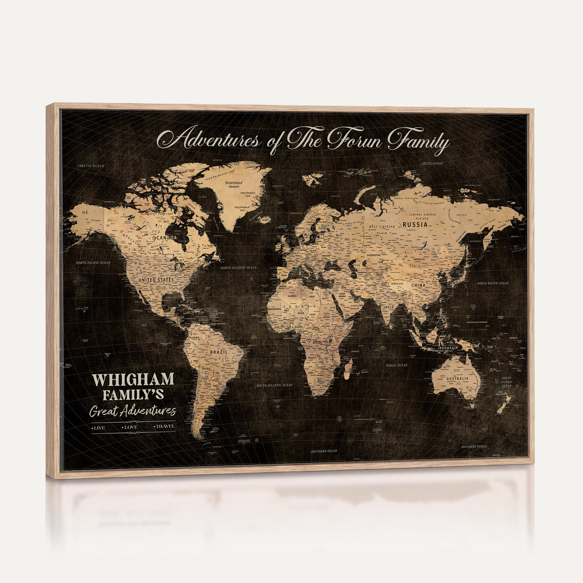 68639184-MGV-CV-36X24 - Custom Push Pin World Map Wall Art Canvas Print | Personalized Travel Tracker with Pins Framed Large for Home and Office Decor