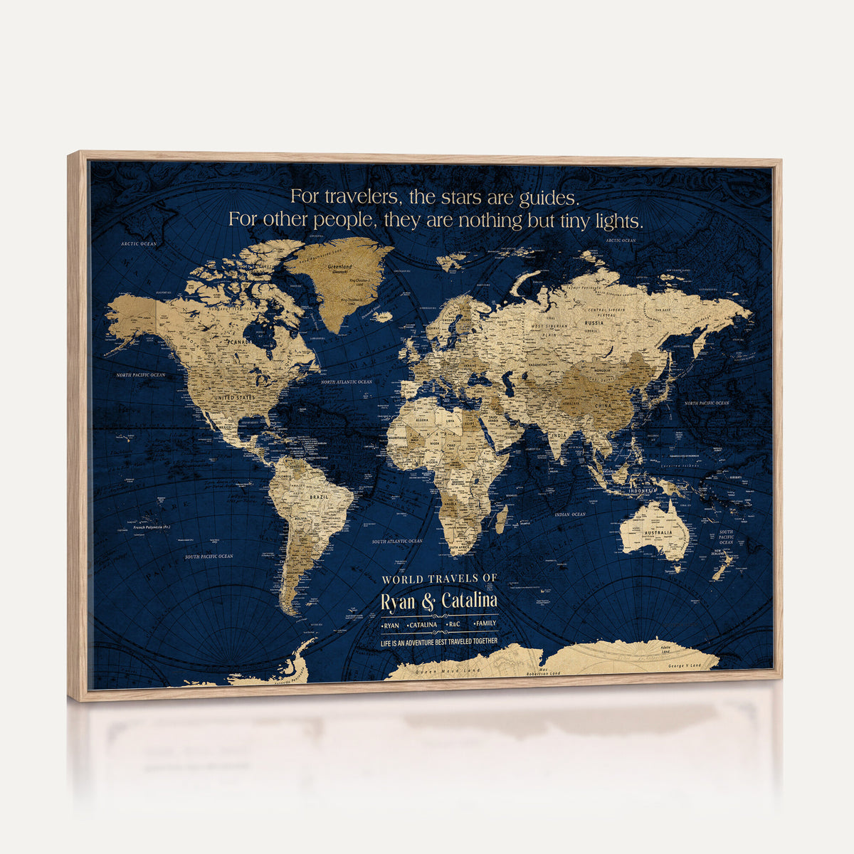 71667510-MGV-CV-36X24 - Custom Push Pin World Map Wall Art Canvas Print | Personalized Travel Tracker with Pins Framed Large for Home and Office Decor