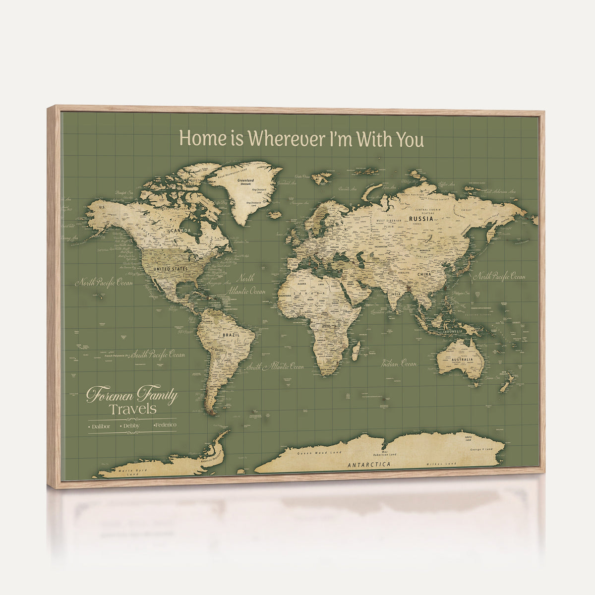 88521244-MGV-CV-36X24 - Custom Push Pin World Map Wall Art Canvas Print | Personalized Travel Tracker with Pins Framed Large for Home and Office Decor