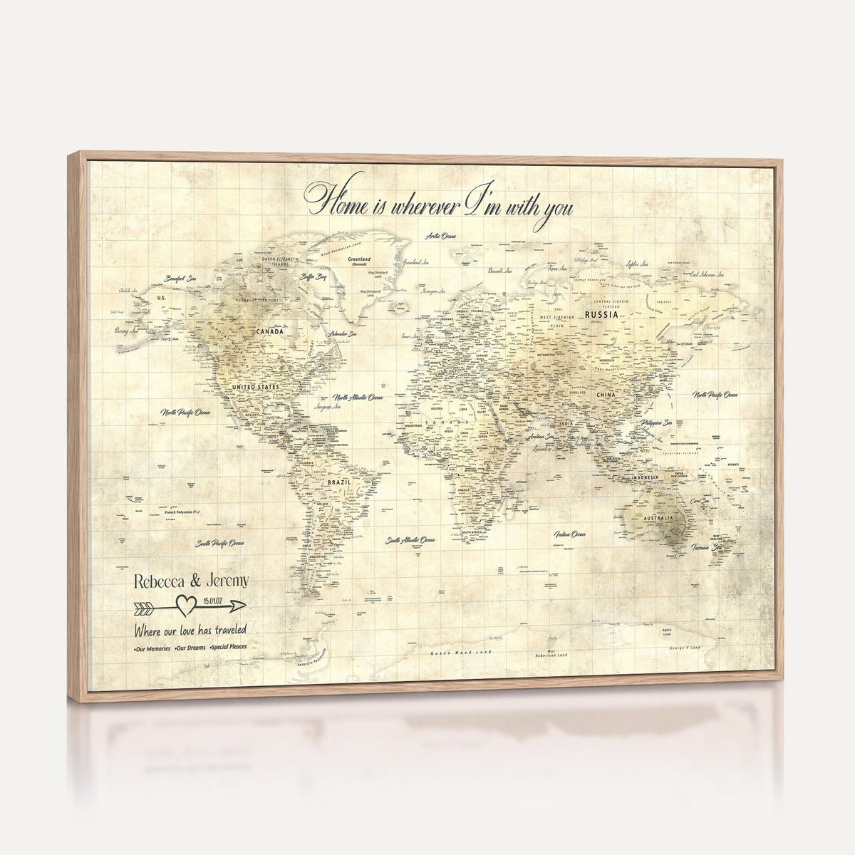 30705590-MGV-CV-36X24 - Custom Push Pin World Map Wall Art Canvas Print | Personalized Travel Tracker with Pins Framed Large for Home and Office Decor