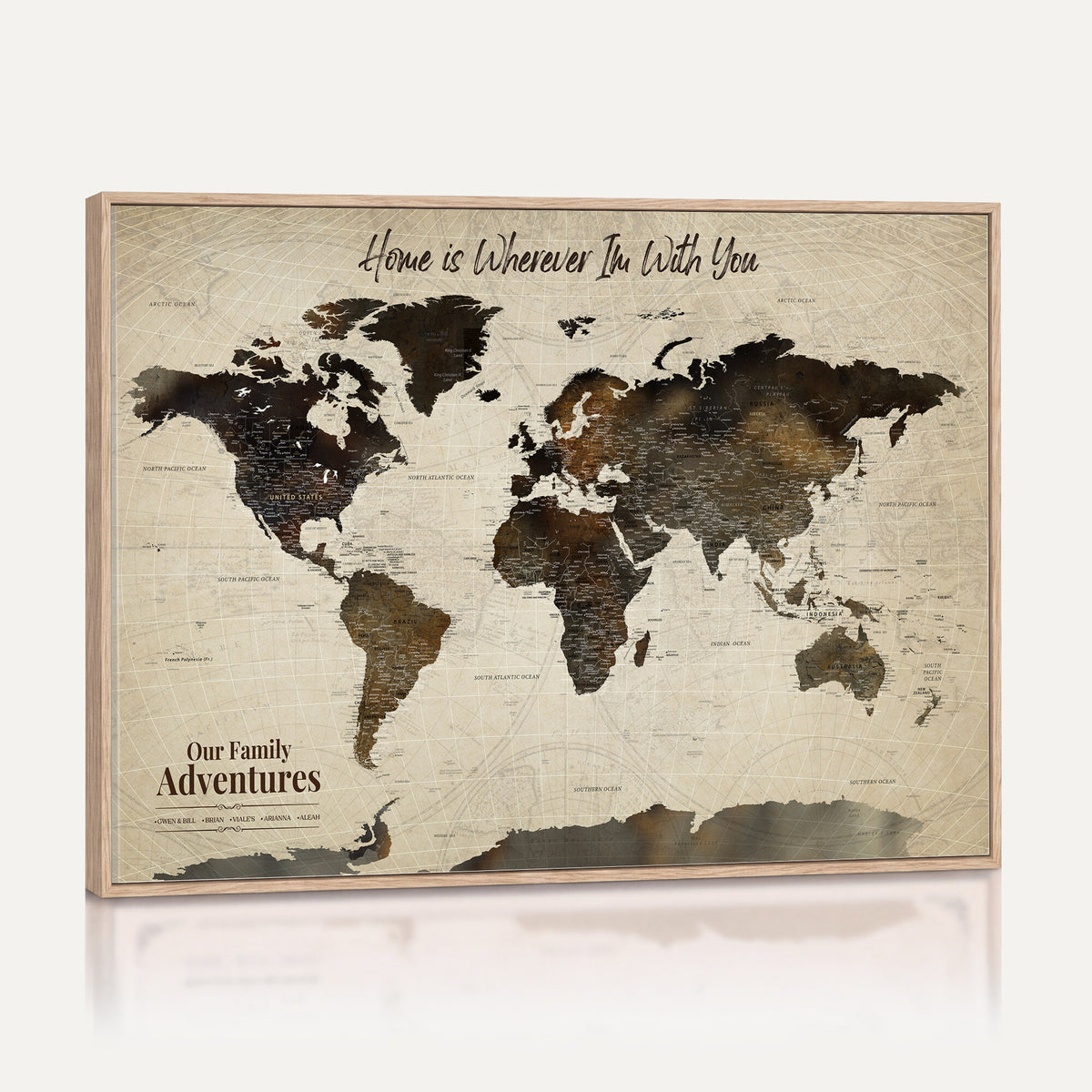 26357755-MGV-CV-36X24 - Custom Push Pin World Map Wall Art Canvas Print | Personalized Travel Tracker with Pins Framed Large for Home and Office Decor