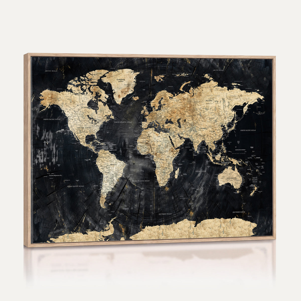 45535041-MGV-CV-36X24 - Framed Large World Map Wall Art Canvas Print for Living Room