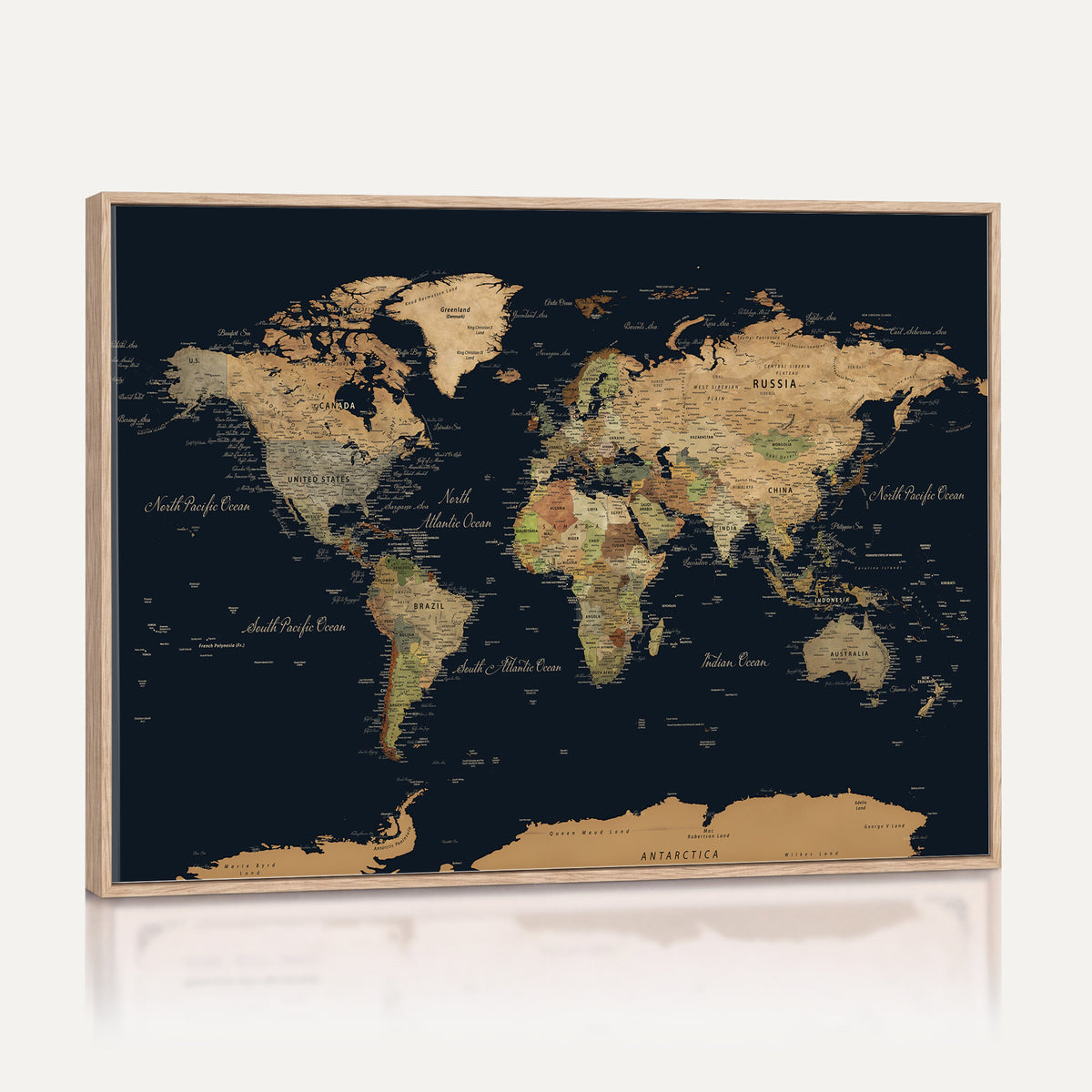 94449133-MGV-CV-36X24 - Vintage World Map Canvas on the Dark Background Wall Art