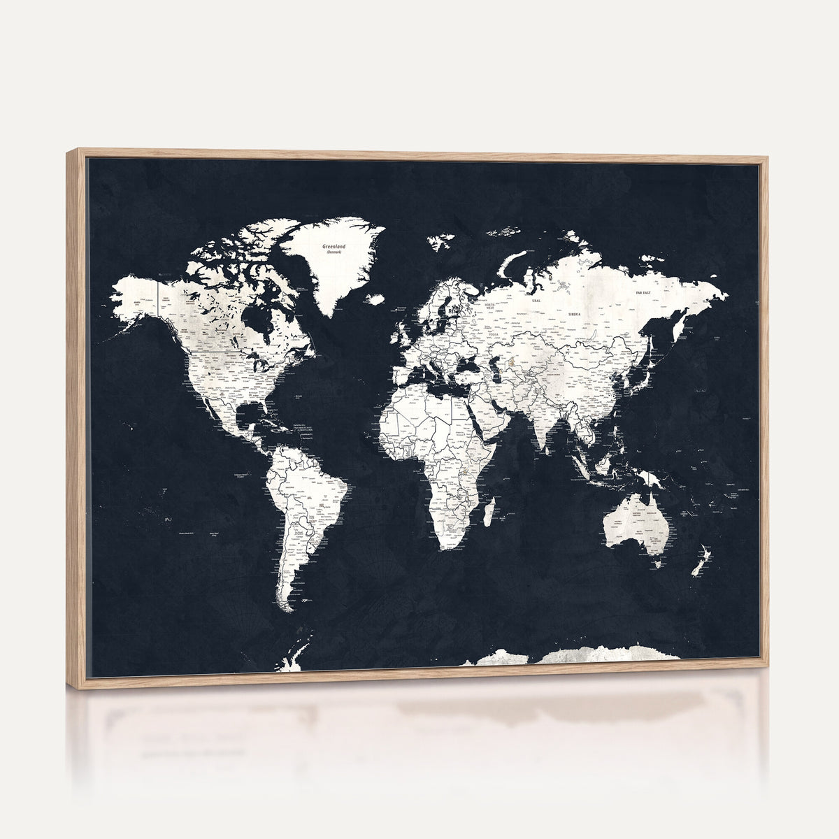 11963807-MGV-CV-36X24 - Black World Map Wall Art Canvas Print for Home Office and Meeting Room Decor
