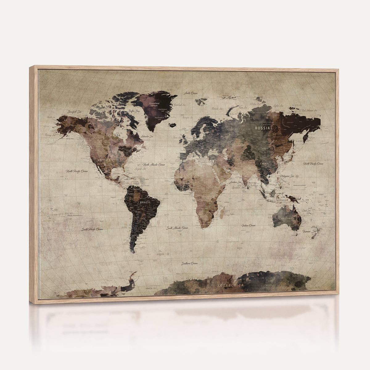 59159103-MGV-CV-36X24 - World Map Canvas Print, Detailed Map of the World, Adventure Gift for Couples and Anniversaries