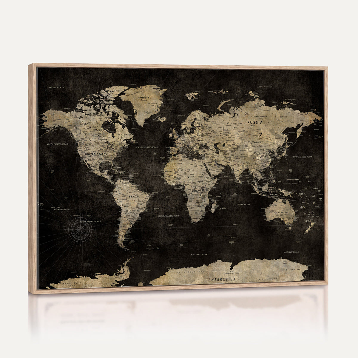 60653880-MGV-CV-36X24 - Push Pin World Map Canvas Wall Art Print, Interactive Travel