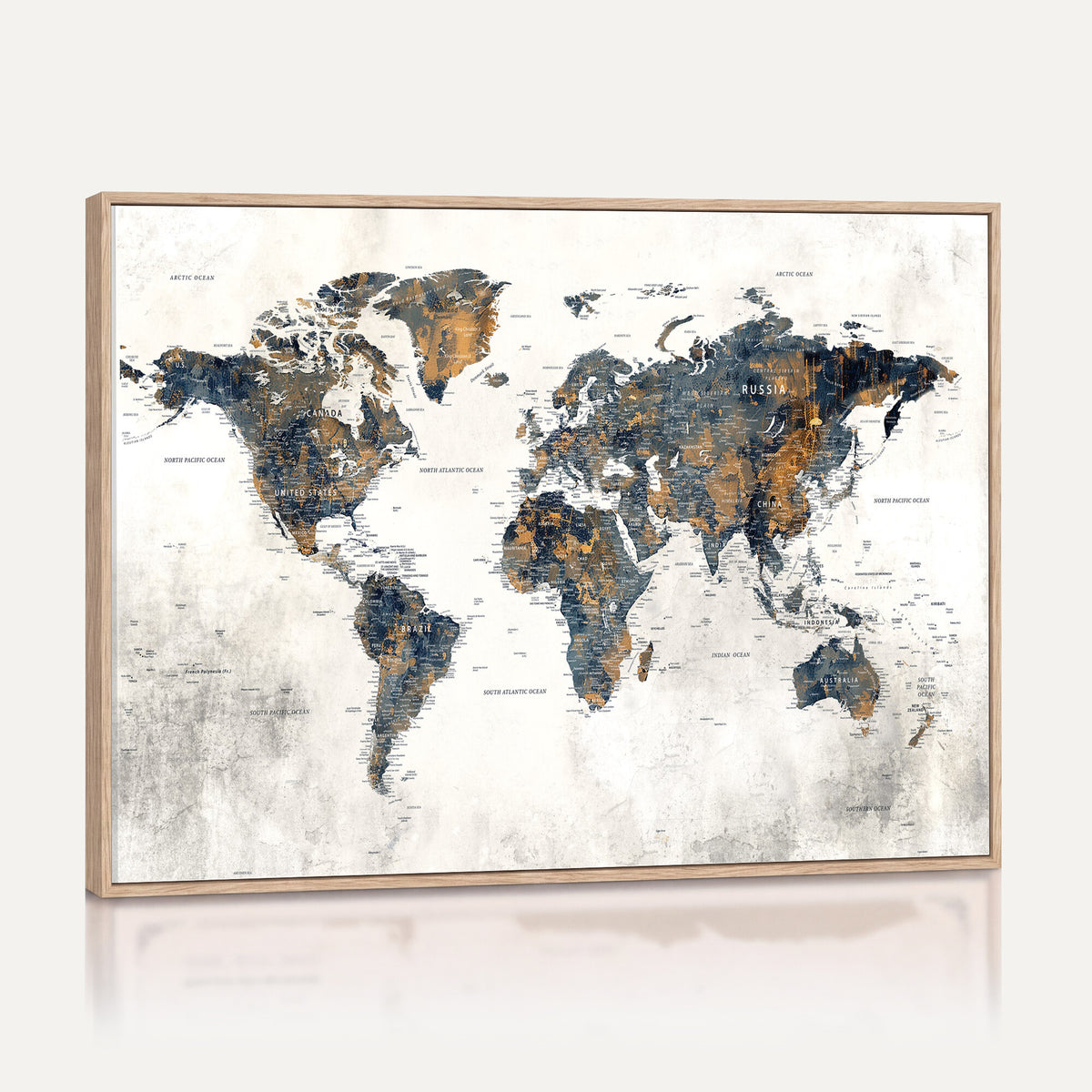 52451147-MGV-CV-36X24 - World Map Wall Art Canvas Print for Office Wall Decor