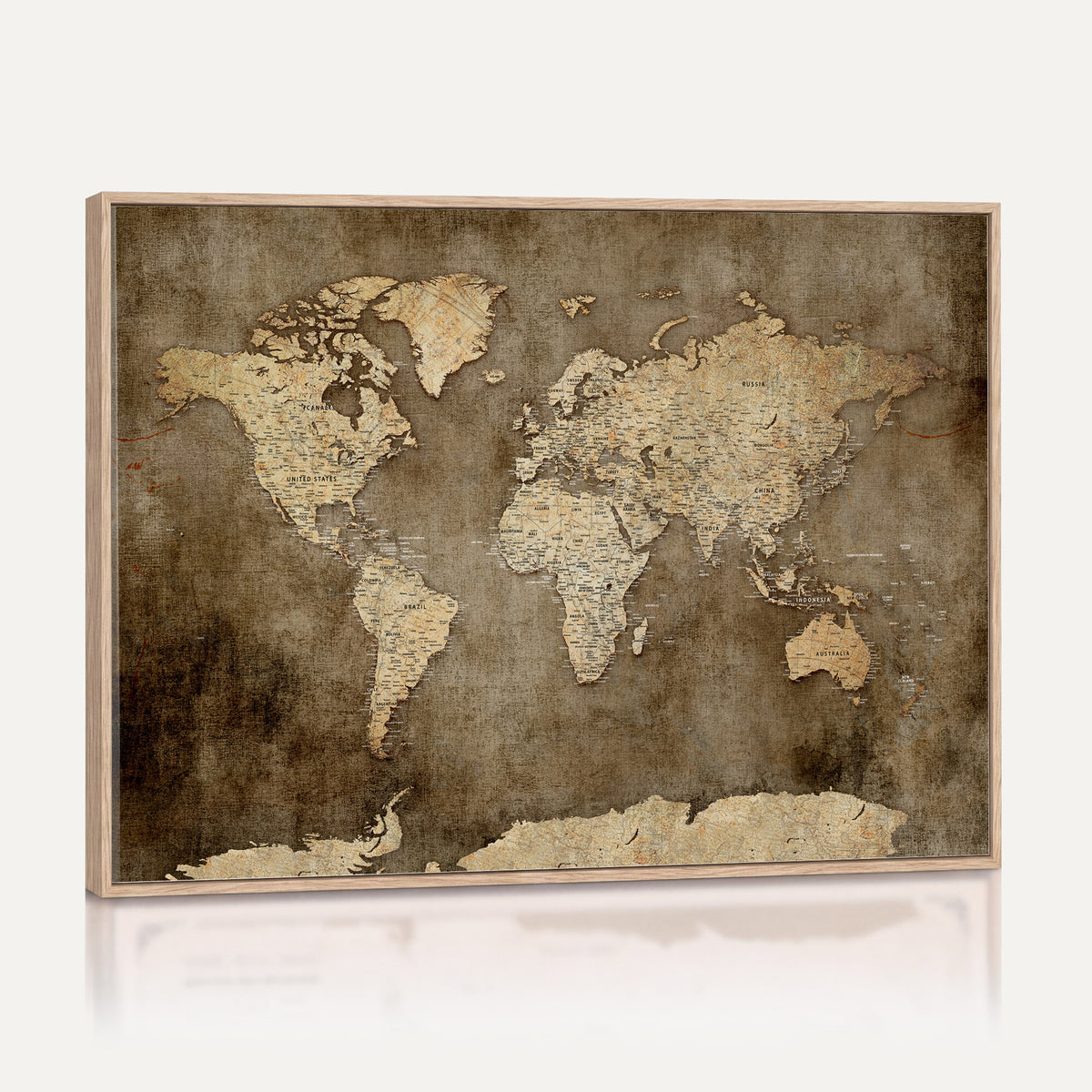 35847542-MGV-CV-36X24 - Dark Vintage World Map Canvas Wall Art Print, Antique Map