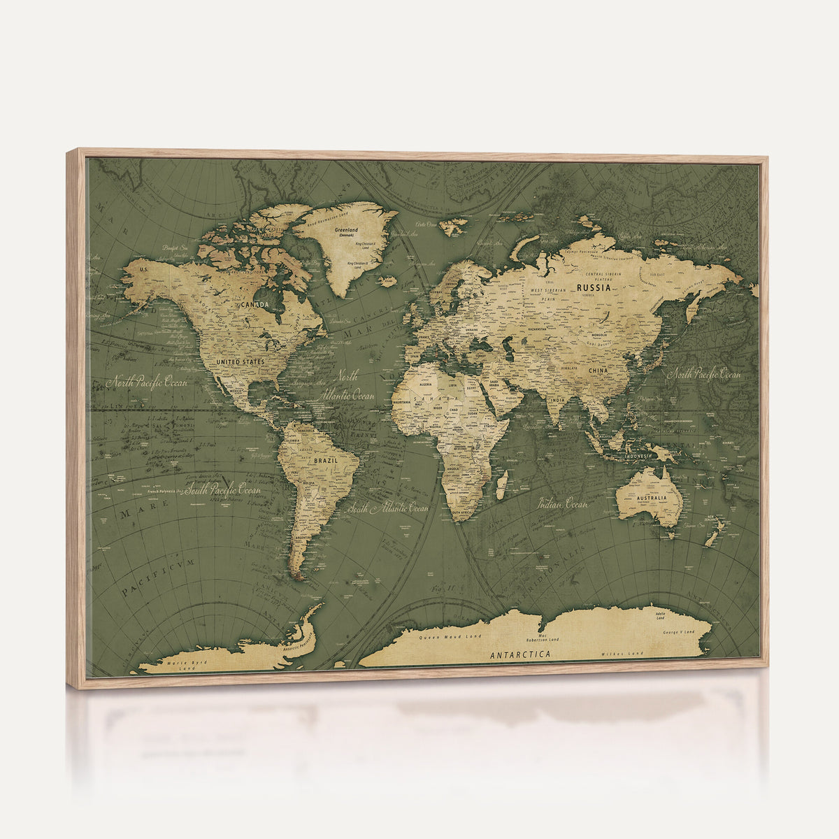 75846040-MGV-CV-36X24 - Large World Map Canvas Wall Art Print for Study Room Decor -