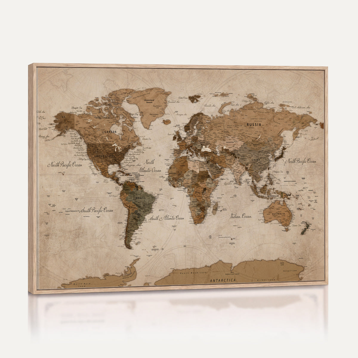 40064188-MGV-CV-36X24 - World Map Wall Art Canvas Print, Modern Decorative Framed Map Artwork Prints for Living Room, Office, Bedroom Wall Decor