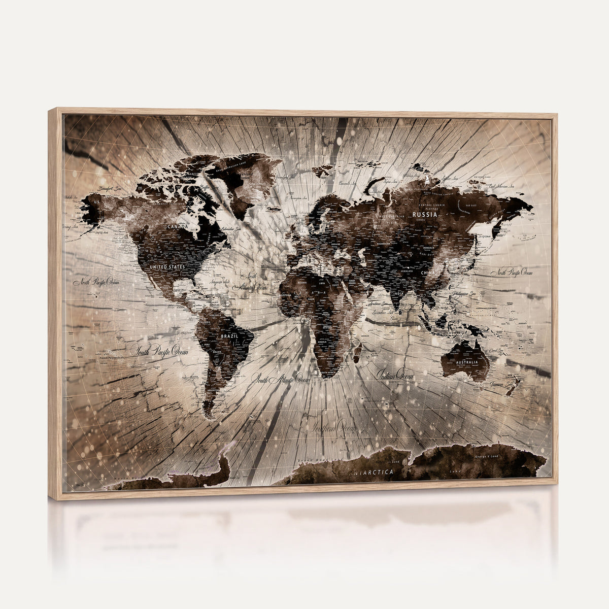 94623295-MGV-CV-36X24 - World Map Wall Art Canvas Print, Modern Decorative Framed Map Artwork Prints for Living Room, Office, Bedroom Wall Decor