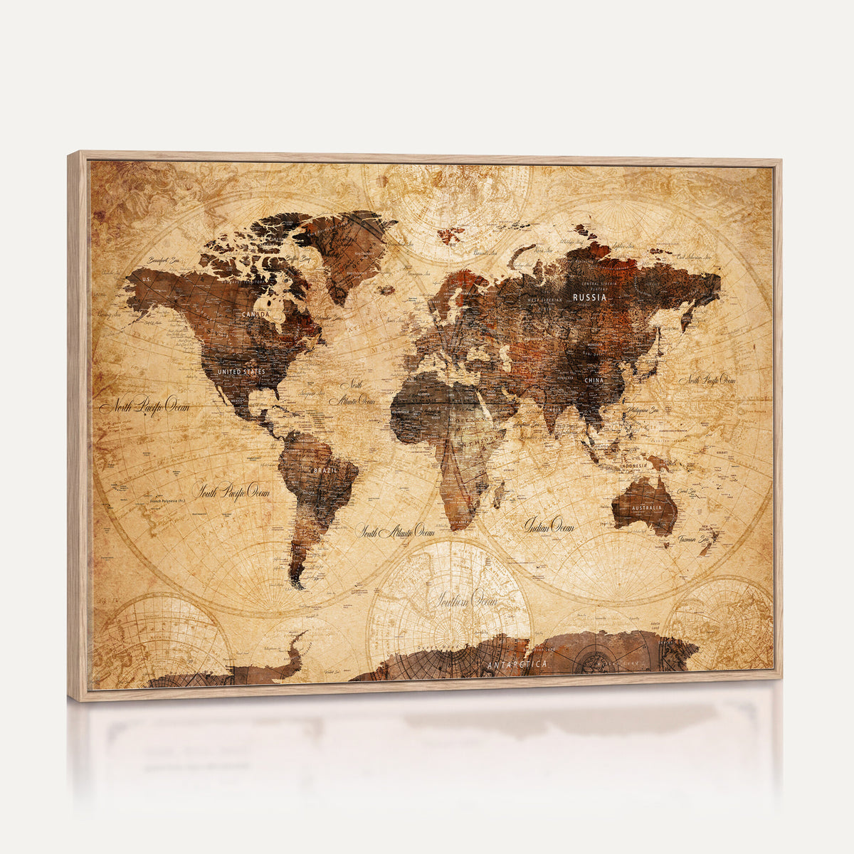 40760475-MGV-CV-36X24 - World Map Wall Art Canvas Print, Modern Decorative Framed Map Artwork Prints for Living Room, Office, Bedroom Wall Decor