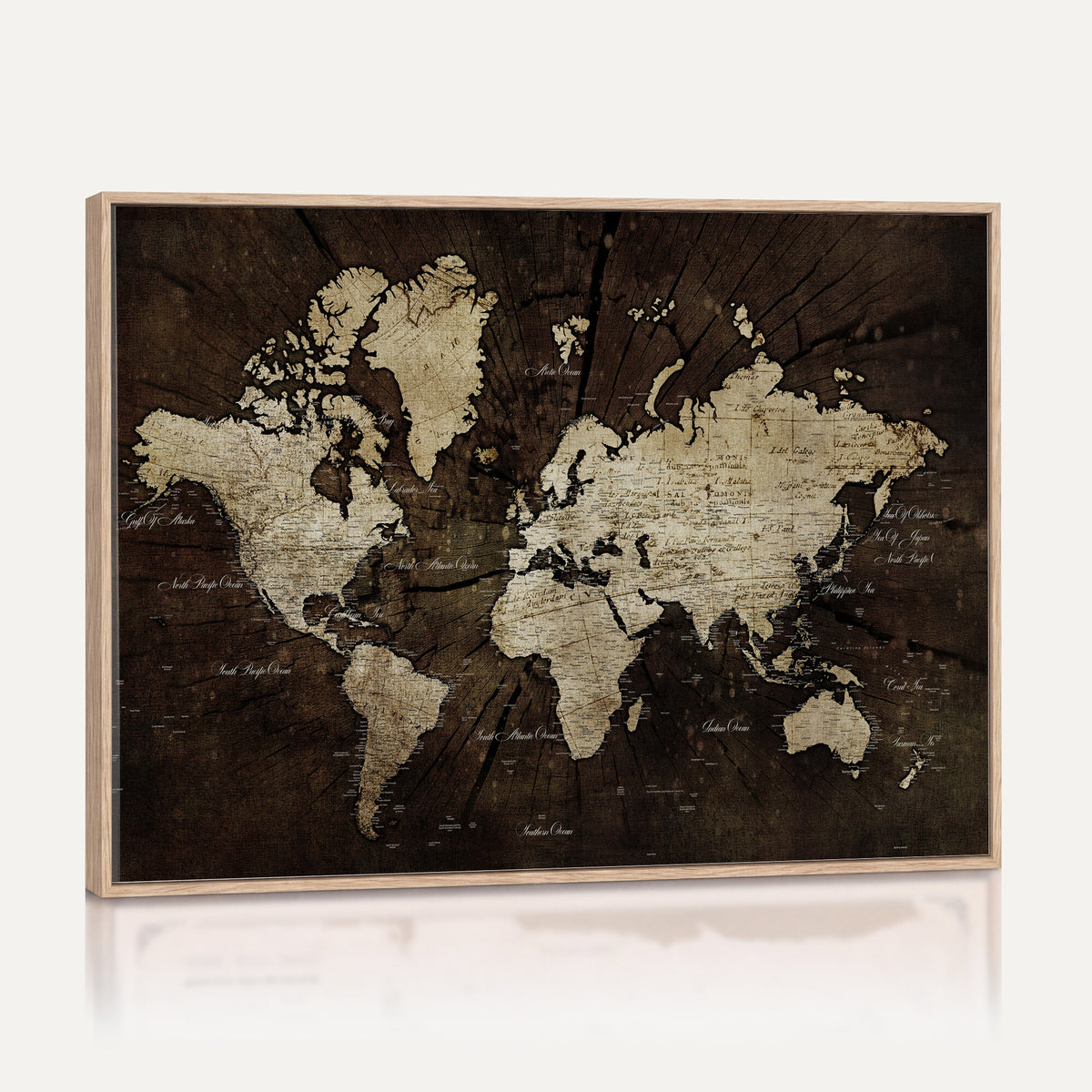 40991509-MGV-CV-36X24 - World Map Wall Art Canvas Print, Modern Decorative Framed Map Artwork Prints for Living Room, Office, Bedroom Wall Decor