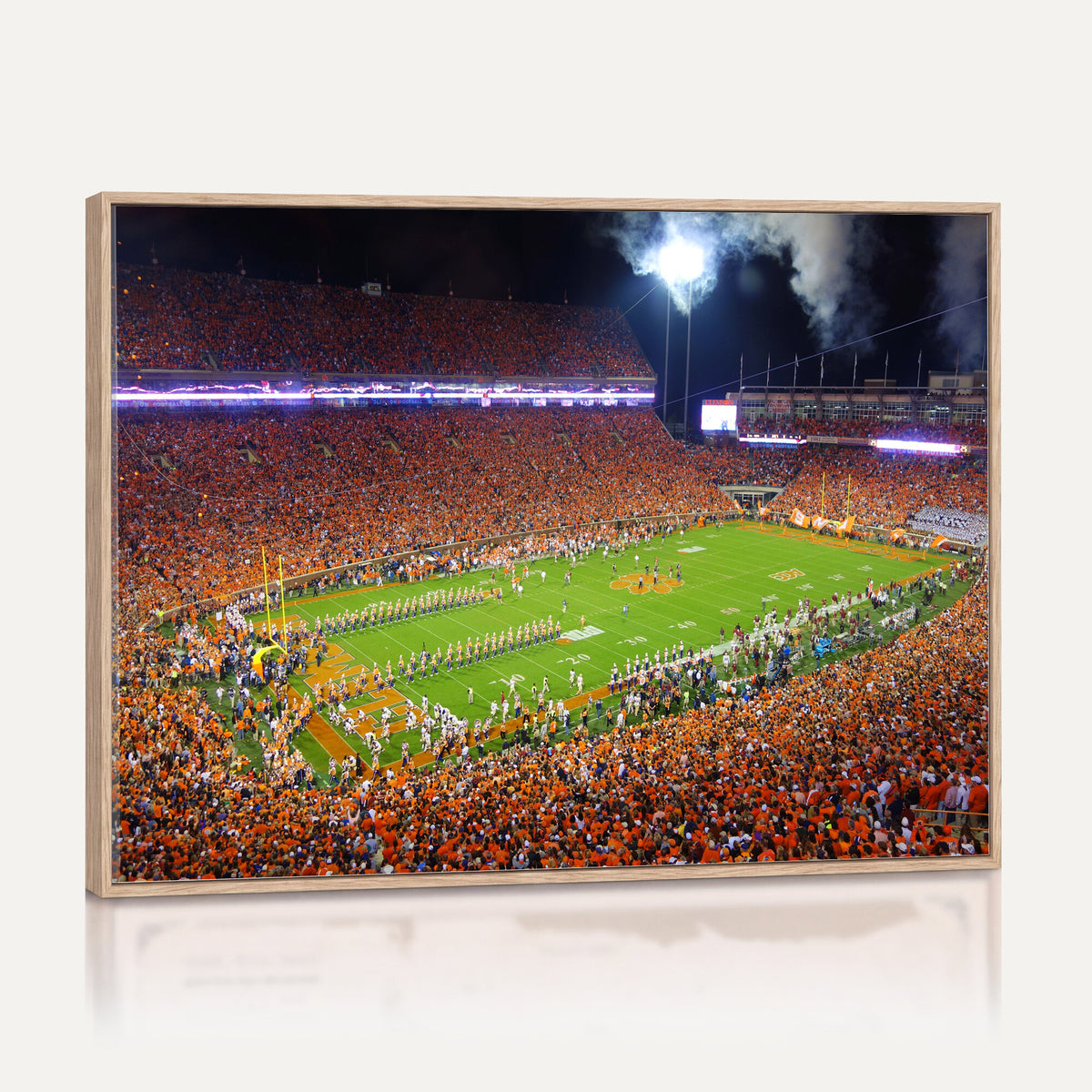 43662631-MGV-CV-36X24 - Clemson Football Stadium Wall Art Canvas Print, College Football Crowd Night Game Scene, Orange Stadium Panorama Wall Decor
