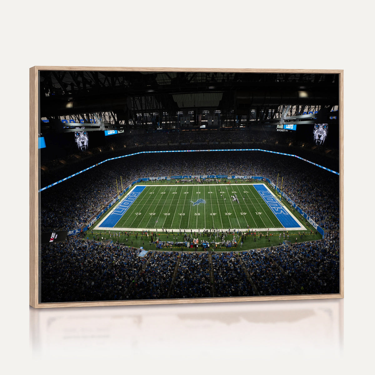 16709602-MGV-CV-36X24 - Detroit Lions Stadium Wall Art Canvas Print, Football Field Panorama