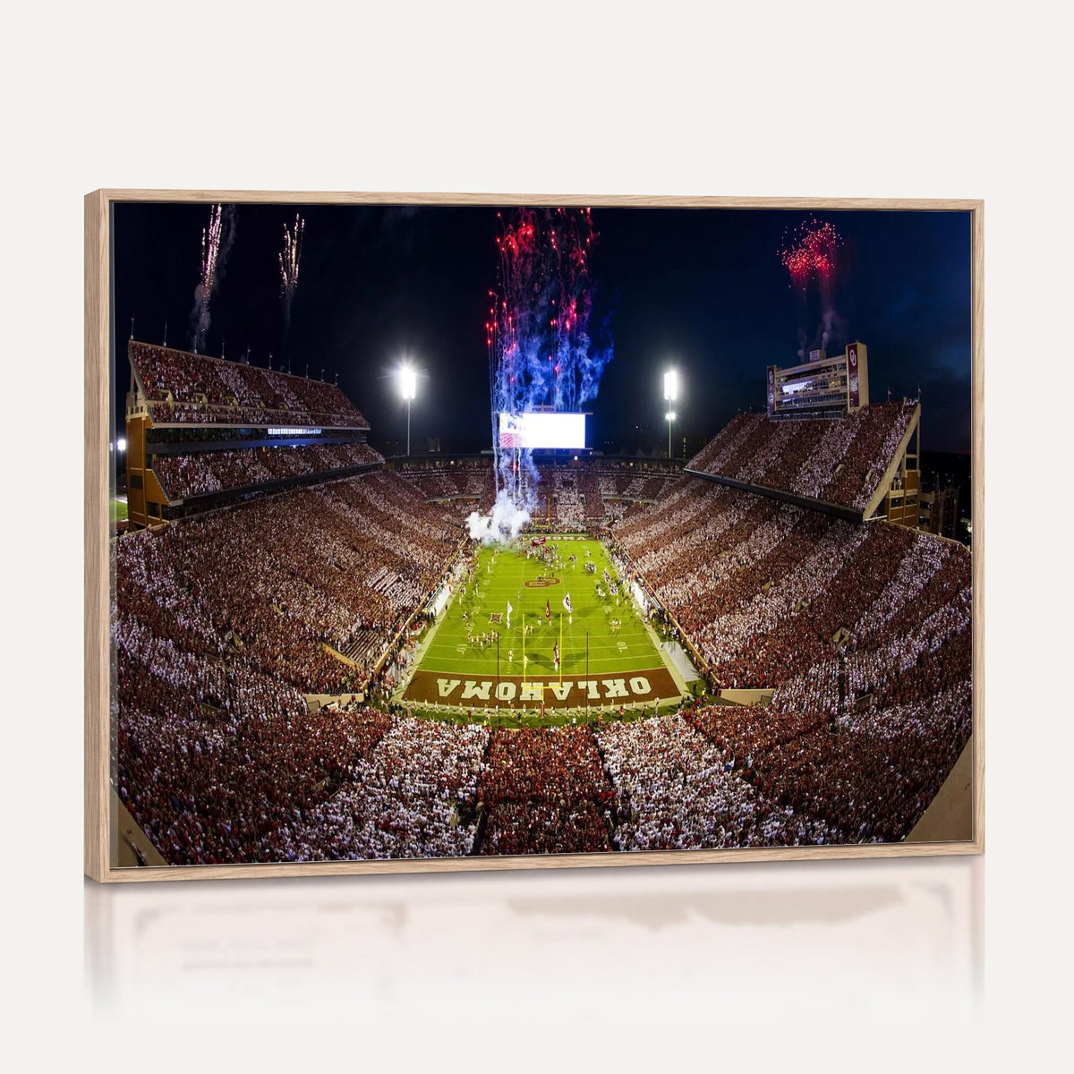43197777-MGV-CV-36X24 - Oklahoma Memorial Stadium Wall Art Canvas Print – Oklahoma Sooners Football Artwork for Home, Office, and Sports Room Decor